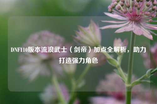 DNF110版本流浪武士（剑帝）加点全解析，助力打造强力角色