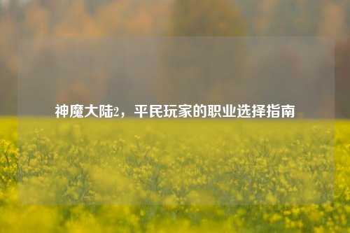 神魔大陆2，平民玩家的职业选择指南