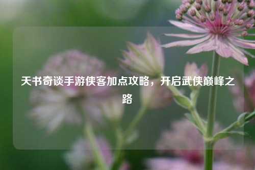 天书奇谈手游侠客加点攻略，开启武侠巅峰之路