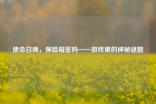 使命召唤，保险箱密码——游戏里的神秘谜题