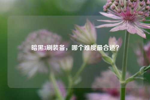 暗黑3刷装备，哪个难度最合适？