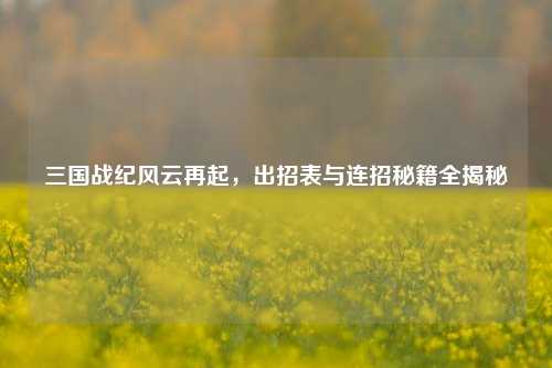三国战纪风云再起，出招表与连招秘籍全揭秘