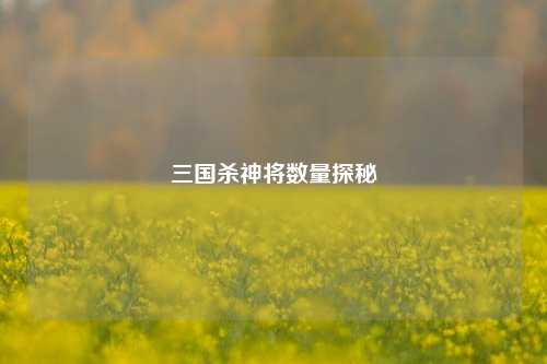 三国杀神将数量探秘
