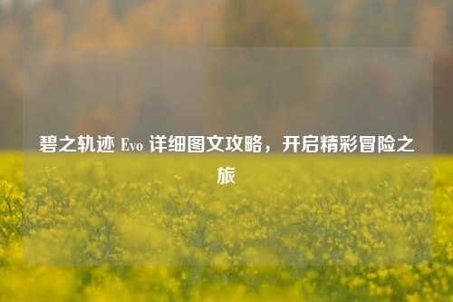 碧之轨迹 Evo 详细图文攻略，开启精彩冒险之旅
