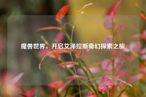 魔兽世界，开启艾泽拉斯奇幻探索之旅