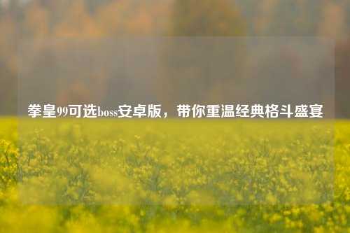 拳皇99可选boss安卓版，带你重温经典格斗盛宴