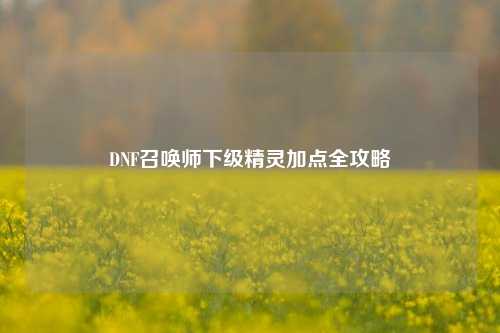 DNF召唤师下级精灵加点全攻略