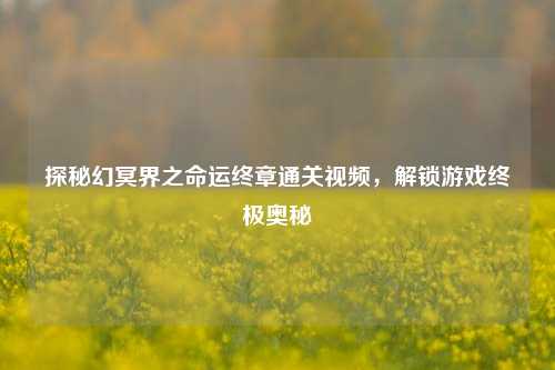 探秘幻冥界之命运终章通关视频，解锁游戏终极奥秘