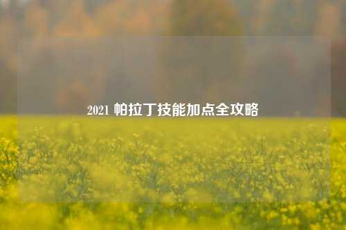 2021 帕拉丁技能加点全攻略