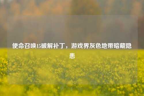 使命召唤15破解补丁，游戏界灰色地带暗藏隐患